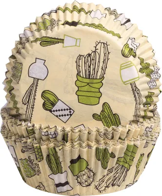 Produktbild von 60 Muffinförmchen gelb, Kaktus, 5 x 2,5cm