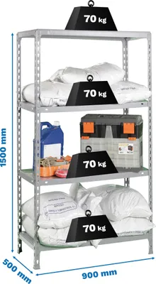 Produktbild von Metallregal ECOCLICK 4/500 VERZINKT