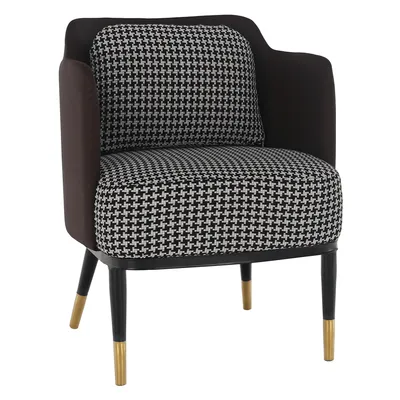 Produktbild von Kondela Designerski fotel Emren - czarno-biały / brązowy / czarny