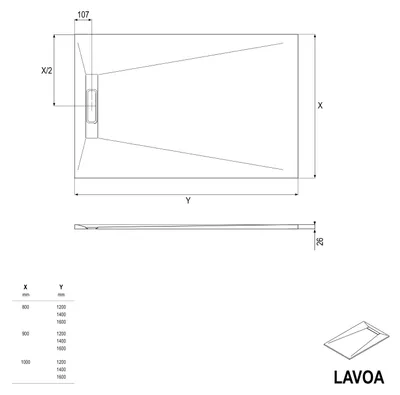 Produktbild von Flache Duschwanne Mineralguss LAVOA - Steinoptik - Weiß matt - Größe wählbar, Größe:90x140cm