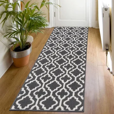 Image de Elzusha - Tapis de couloir gris anthracite, dimensions 60 x 180 cm - Antidérapant et lavable