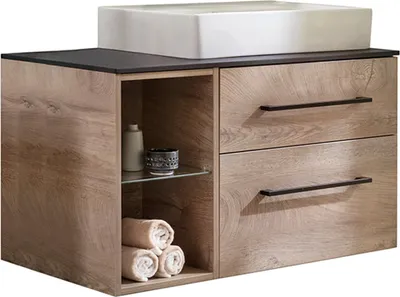 Produktbild von Fackelmann OXFORD Badmöbelset 4-teilig, 90 cm, Braun hell, Keramik