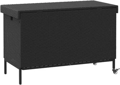 Obrázok produktu pre Záhradný úložný box s kolieskami, čierny 110x55x73 cm, polyratan