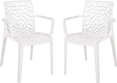 Produktbild von Gartenstuhl 2er Set IVAR - Kunststoff, Weiß | Gartenstühle Wetterfest Essstühle Outdoor Terrasse