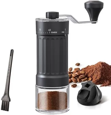 Produktbild von Externer, verstellbarer manueller Kaffeemühle mit hochpräzisem, zeitgemäßem Kegelmahlwerk aus Keramik, 40-stufige Einstellung, geeignet für Aeropress, Pour Over und Moka-Kannen.