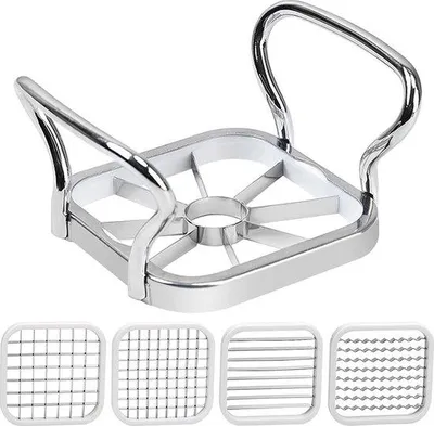 Image de Unyqoos® : trancheuse 5-en-1 pour pommes et autres fruits/légumes – trancheuse multifonctionnelle pour fruits et légumes, avec 5 lames interchangeables, en acier inoxydable 304, idéale pour les pommes et les pommes de terre