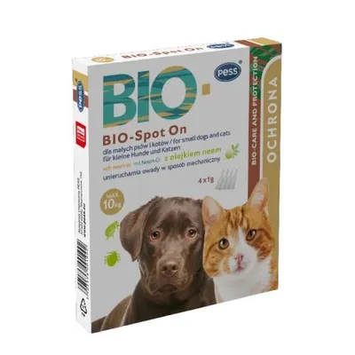 Produktbild von Natürlicher Schutz für Hunde und Katzen bis zu 10 kg - pflanzlichen Ursprungs - Neemöl (Margosa) - natürliche Floh- und Zeckenfalle – 4 x 1g Pipetten