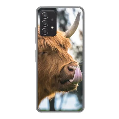 Produktbild von MuchoWow® Handyhülle Schutzhülle Hülle für Samsung galaxy a73 Schottischer Highlander - Nase - Baum Silikon Softcase Handy Hülle - Handyhülle