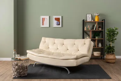 Produktbild von Hanah Home, Rivo - Cream, 3-Sitzer-Schlafsofa, Creme, 100% POLYESTER, 63 x 185 x 82 cm