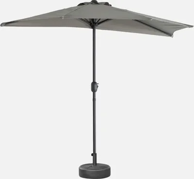 Produktbild von sweeek - Halber Sonnenschirm für Balkon 2,5 m mit zentralem Mast - Khaki