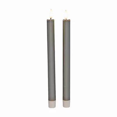 Produktbild von Coen Bakker LED Stabkerzen taupe Timer Tafelkerzen Kunststoff 3D Flamme 2x26cm