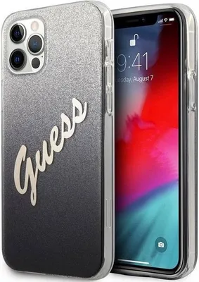 Image de Guess Guhcp12Lpcuglsbk Iphone 12 Pro Max6,7 Czarny/Black Hardcase Glitter Gradient Script