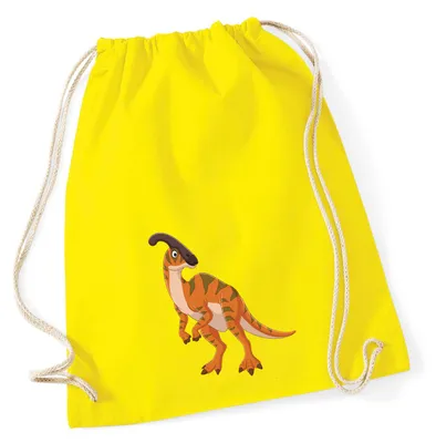Produktbild von Huuraa Turnbeutel Parasaurolophus Dinosaurier 12 Liter Yellow Baumwolle Rucksack Geschenkidee