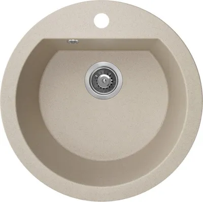 Produktbild von BADLAND Spülbecken Granitspüle Einzelbecken Rund I Dafne 51x51 Beige | Siphon im SET!