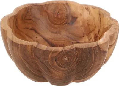 Produktbild von Holzschale, Geschnitzte Schale, Dekoschale - Blume, Braun, 6*14*14 cm, Schalen, Schüsseln