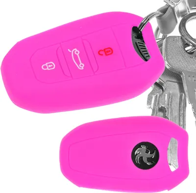Produktbild von Auto Schlüssel Hülle Silikon Schutz Cover Pink kompatibel mit Citroen C4 DS4 DS6 DS5 DS7 Peugeot 208 508 2008 4008 3 Tasten KEYLESS SMARTKEY