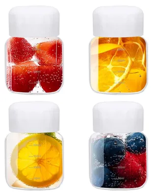 Produktbild von Set aus 4 kleinen Glasflaschen 300ml mit Deckel