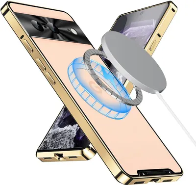 Obrázek produktu pro Kovové pouzdro pro Google Pixel 8 matné průsvitné pouzdro s magnetickou cívkou a ochranou kamery Zlato