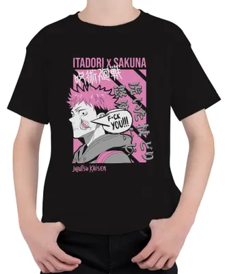 Obrázek produktu pro FUCK YOU Jujutsu Kaisen Itadori Yuji Sakuna Anime Aesthetics Pink Uni dětské tričko, černá, 116