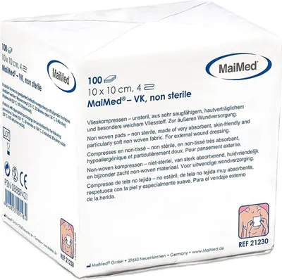Produktbild von Vlieskompressen Kompressen unsteril 10x10cm 100 Stück, Wundkompressen 4 Lagen, Wundauflage nicht haftend