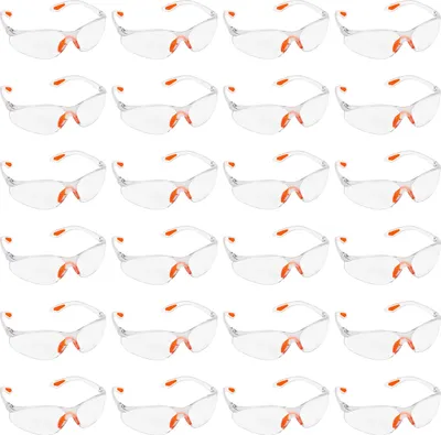 Produktbild von Kurtzy 24-er Pack Schutzbrillen Transparent mit Gummieinsatz an Nase und Ohren für sicheren Schutz - Augenschutzbrille Sicherheitsbrille Laborbrille