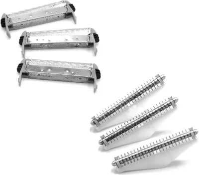 Produktbild von vhbw 3x Klingenblock, 3x Scherfolie mit Rahmen kompatibel mit Remington RS8966, RS8986, RS8943 Rasierer - Kombipack Schwarz Silber