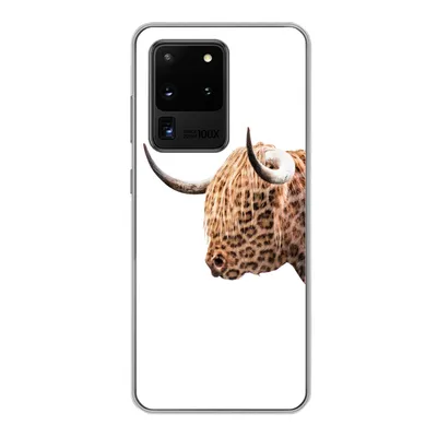 Produktbild von MuchoWow® Handyhülle Schutzhülle Hülle für Samsung Galaxy S20 Ultra Schottischer Highlander - Panther - Weiß Silikon Softcase Handy Hülle - Karteninhaber
