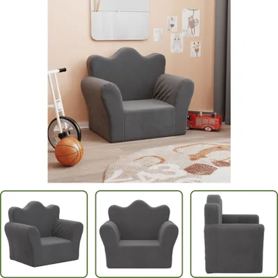 Produktbild von The Living Store Kindersofa Anthrazit Weich Plüsch