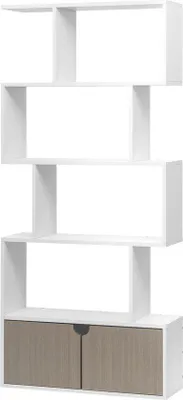 Productafbeelding van Famanu Boekenrek, modern wandrek - 4 planken - Open ontwerp - Wit/bruin