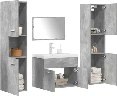 Image de Maison Exclusive - Ensemble de meubles de salle de bains 5 pièces, gris béton, aggloméré
