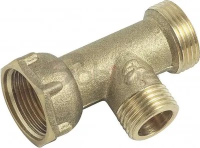 Produktbild von Messing T-Stück Fitting mit Fixmutter zum Schrauben Ec20x27-m15x21-m20x27