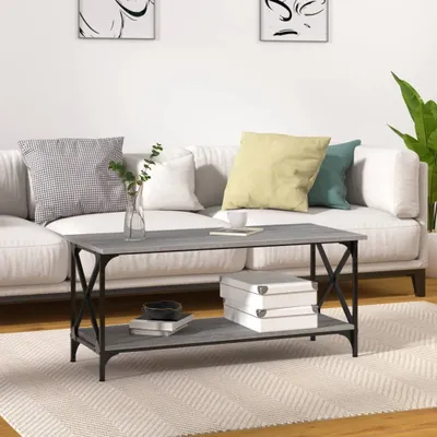 Produktbild von "2026 Promotion" Couchtisch Wohnzimmer - Kaffeetisch - Grau Sonoma - 100x45x45 cm Holzwerkstoff und Eisen - Sofatisch CC28926