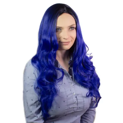 Obrázek produktu pro hair2heart Paruka Dlouhé kudrnaté syntetické vlasy Dámská paruka - modrá 70cm 190g