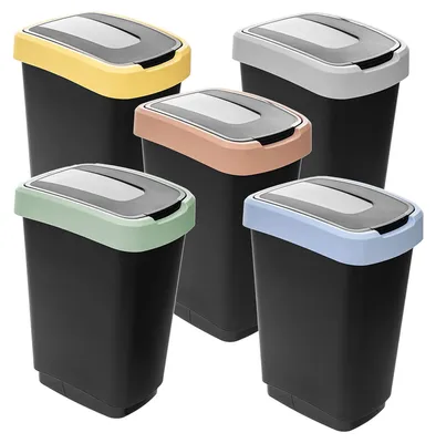 Image de Poubelles de cuisine - Poubelles 25 l - Couvercle basculant - Tri des déchets - Lot de 5