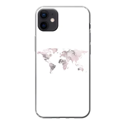 Produktbild von MuchoWow® Handyhülle Schutzhülle Hülle für iPhone 12 mini Weltkarte - Marmor - Grau Silikon Softcase Handy Hülle - Bild