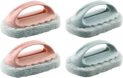 Produktbild von Schwammbürste 4 Stück, ergonomischer Griff, blau und grau, für Küche