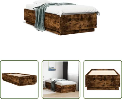 Produktbild von The Living Store Bettgestell Räuchereiche 100x200 cm Holzwerkstoff