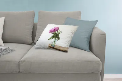 Produktbild von MuchoWow® Zierkissen Sofakissen Wohnzimmer Dekokissen 60x40 cm Rosa Pfingstrosen in einer blauen Vase - Kopfkissen - Polster mit Foto