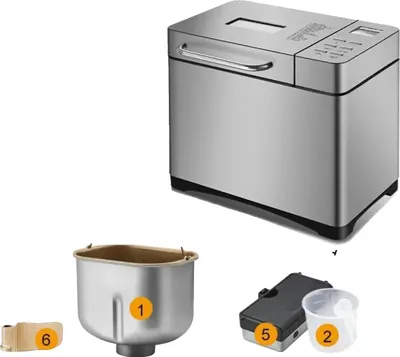 Zdjęcie produktu dla Maszyna do wypieku chleba, pojemność 1 kg, moc 650 W, 19 automatycznych programów, ceramiczny pojemnik z powłoką nieprzywierającą, 15-godzinny timer