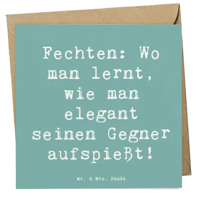Produktbild von Mr. & Mrs. Panda Grußkarte Spruch Fechten Eleganz - Meeresbrise - Geschenk, anlasskarte, Sportler, Säbel, Sportart, doppelkarte, Glückwunschkarte, Liebe zum, Präzision