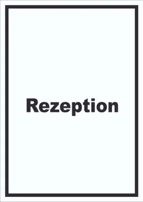 Produktbild von Rezeption Schild mit Text Anmeldung Eingang hochkant A6 (105x148mm)