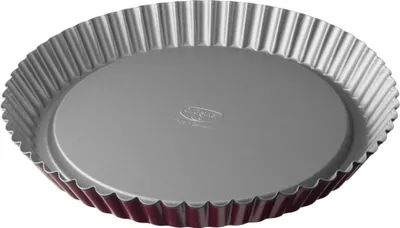 Produktbild von Dr. Oetker Obstkuchenform Ø 28 cm, Backform für Obsttorten, runde Kuchenform aus Stahl mit zweifarbiger Antihaftbeschichtung (Farbe: grau/rot)