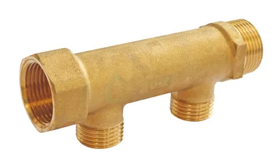 Produktbild von SOMATHERM FOR YOU - Messing Verteiler - 2 Abfahrten Male 15/21-20/27 Female Input - Output Buck 20/27