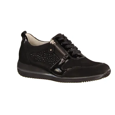 Zdjęcie produktu dla Waldläufer Himona 980006-001 buty damskie sznurowane czarne skóra NOWOŚĆ - wygodne buty damskie sznurowane, czarne, skóra (denver taipei denv. nubuk)
