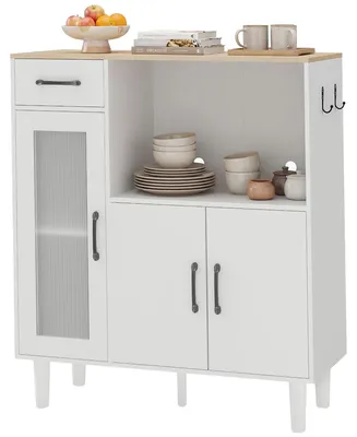 Productafbeelding van HOMCOM dressoir/keukenmeubel met lade, 2 kastjes, open vak en deur
