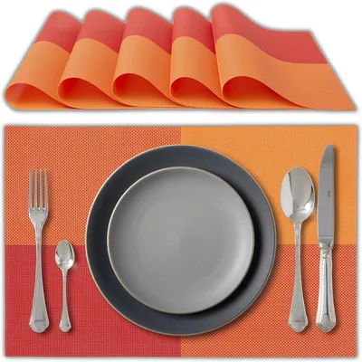 Produktbild von Platzsets 45x30 cm, 6 Stück, PVC, orange und rot, für Tisch