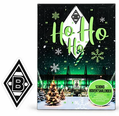Produktbild von Borussia Mönchengladbach Adventskalender Weihnachtskalender + Aufkleber 4029836985660, KI-generiertes Bild