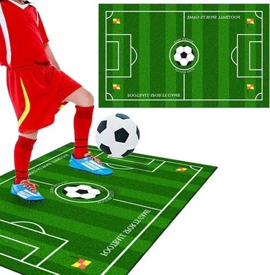 Produktbild von Fußballtrainingsmatte – Ballkontrollmatte – Dribbelmatte – Fußballtraining – Übungen – Rutschfeste Unterseite – 60 x 90 cm – Blau