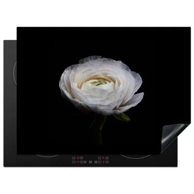 Obrázok produktu pre KitchenYeah® Kryt varnej dosky kvet - čierno - biely, 71x52cm, kuchynská dekorácia, keramický kryt varnej dosky, krycia doska na varnú dosku