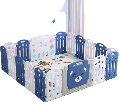 Image de Aire de jeux pour bébé avec tapis d'éveil, durable et spacieuse, montage facile, 16 et 2